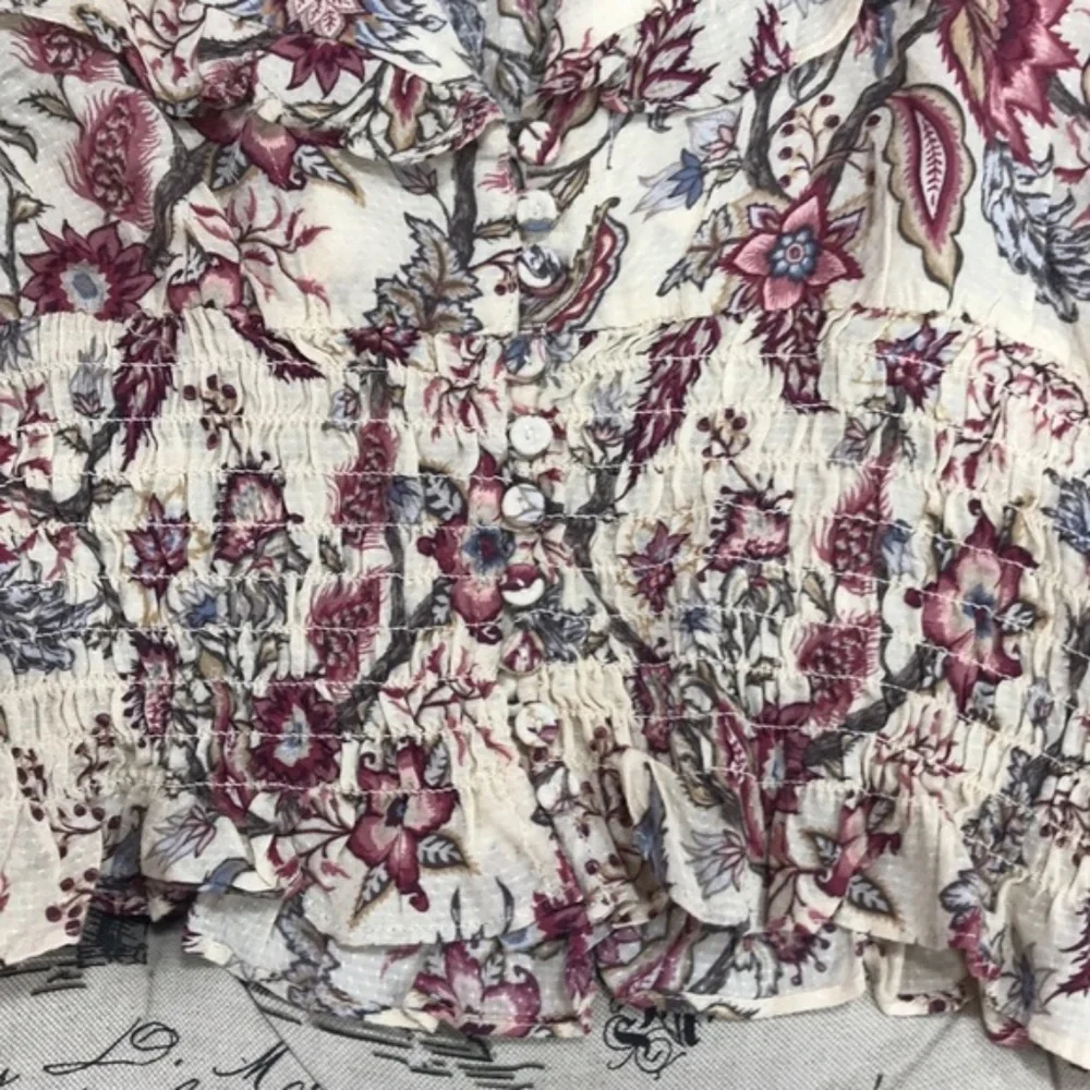 BCBGMAXAZRIA Floral-Print Flounce Blouse - Picture 5 of 8